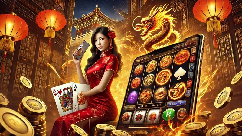 Tampilan permainan video slot dengan simbol khusus dan animasi reel